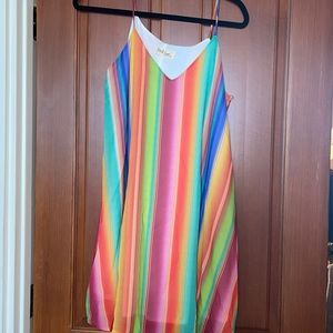Never Worn Rainbow Striped Shift Dress  Small